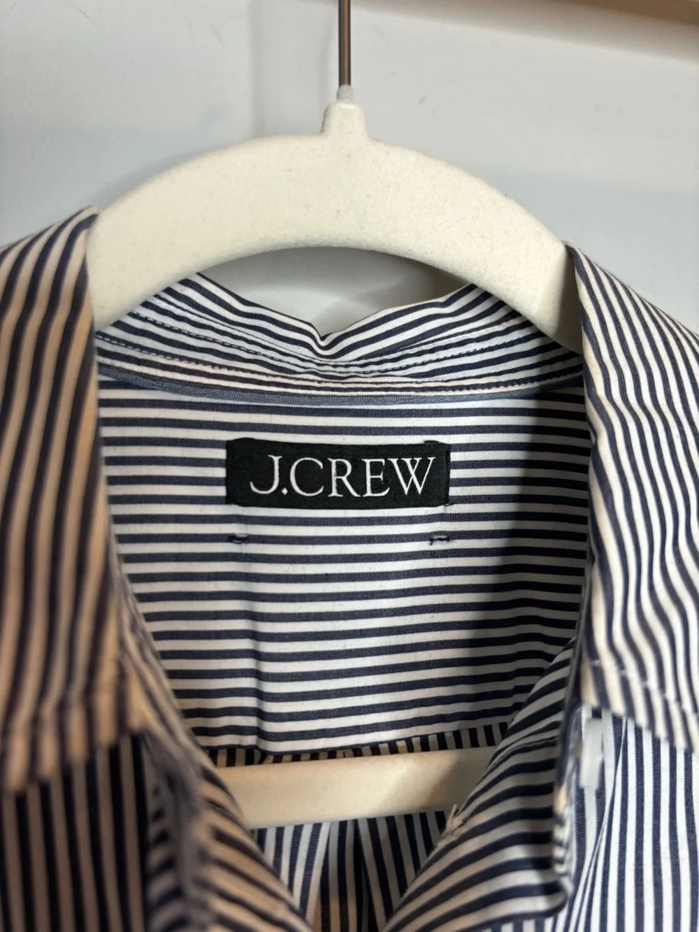 J.Crew Relaxed-Fit Crisp Cotton Poplin Shirt M Navy Stripe